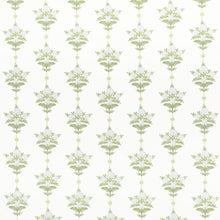 Load image into Gallery viewer, Cotton White Green Blue Floral Chintz Upholstery Drapery Fabric