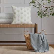 Load image into Gallery viewer, Cotton White Green Blue Floral Chintz Upholstery Drapery Fabric