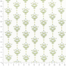 Load image into Gallery viewer, Cotton White Green Blue Floral Chintz Upholstery Drapery Fabric