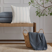 Load image into Gallery viewer, Heavy Duty Cream French Blue Stripe Upholstery Drapery Fabric
