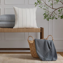 Load image into Gallery viewer, Heavy Duty Steel Blue Grey Stripe Upholstery Drapery Fabric