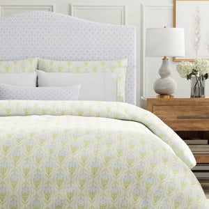 Cotton White Green Blue Floral Chintz Upholstery Drapery Fabric