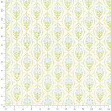 Load image into Gallery viewer, Cotton White Green Blue Floral Chintz Upholstery Drapery Fabric