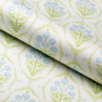 Load image into Gallery viewer, Cotton White Green Blue Floral Chintz Upholstery Drapery Fabric