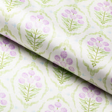 Load image into Gallery viewer, Cotton White Green Blue Purple Floral Chintz Upholstery Drapery Fabric