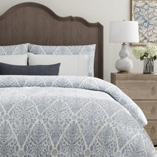 Load image into Gallery viewer, Cotton French Blue White Floral Geometric Upholstery Drapery Fabric / French Blue