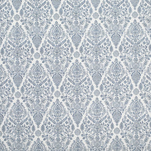 Load image into Gallery viewer, Cotton French Blue White Floral Geometric Upholstery Drapery Fabric / French Blue