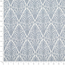Load image into Gallery viewer, Cotton French Blue White Floral Geometric Upholstery Drapery Fabric / French Blue