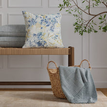 Load image into Gallery viewer, Seafoam Aqua Teal Mustard Brown Teal Cream Purple Abstract Floral Upholstery Drapery Fabric / Dusty Blue