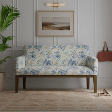 Load image into Gallery viewer, Seafoam Aqua Teal Mustard Brown Teal Cream Purple Abstract Floral Upholstery Drapery Fabric / Dusty Blue