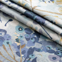 Load image into Gallery viewer, Seafoam Aqua Teal Mustard Brown Teal Cream Purple Abstract Floral Upholstery Drapery Fabric / Dusty Blue