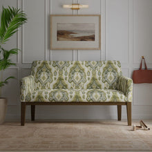 Load image into Gallery viewer, Off White Olive Green Aqua Blue Ikat Upholstery Fabric / Avocado