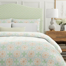 Load image into Gallery viewer, Cotton Blue White Coral Green Medallion Upholstery Drapery Fabric