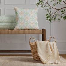 Load image into Gallery viewer, Cotton Blue White Coral Green Medallion Upholstery Drapery Fabric