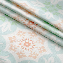 Load image into Gallery viewer, Cotton Blue White Coral Green Medallion Upholstery Drapery Fabric