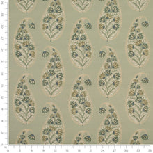 Load image into Gallery viewer, Seafoam Aqua Teal Green Floral Paisley Upholstery Drapery Fabric / Celery