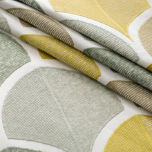 Load image into Gallery viewer, Ivory Aqua Chartreuse Olive Green Embroidered Geometric Drapery Fabric / Chartreuse