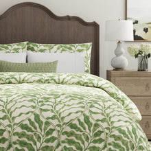 Load image into Gallery viewer, Cotton Ivory Green Abstract Leaf Upholstery Drapery Fabric / Thyme
