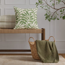 Load image into Gallery viewer, Cotton Ivory Green Abstract Leaf Upholstery Drapery Fabric / Thyme
