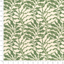 Load image into Gallery viewer, Cotton Ivory Green Abstract Leaf Upholstery Drapery Fabric / Thyme