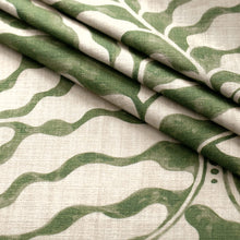 Load image into Gallery viewer, Cotton Ivory Green Abstract Leaf Upholstery Drapery Fabric / Thyme