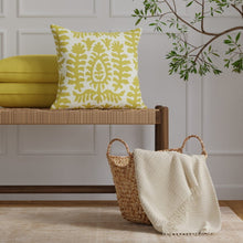 Load image into Gallery viewer, InsideOut Indoor Outdoor Performance Cream Chartreuse Green Tribal Floral Medallion Upholstery Fabric