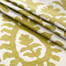 Load image into Gallery viewer, InsideOut Indoor Outdoor Performance Cream Chartreuse Green Tribal Floral Medallion Upholstery Fabric