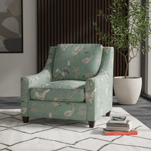 Load image into Gallery viewer, Teal Aqua Grey Bird Print Stork Chinoiserie Upholstery Drapery Fabric