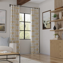 Load image into Gallery viewer, Cream Mustard Gold Blue Grey Floral Medallion Upholstery Drapery Fabric