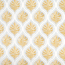 Load image into Gallery viewer, Cream Mustard Gold Blue Grey Floral Medallion Upholstery Drapery Fabric