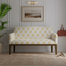 Load image into Gallery viewer, Cream Mustard Gold Blue Grey Floral Medallion Upholstery Drapery Fabric