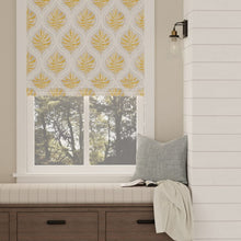 Load image into Gallery viewer, Cream Mustard Gold Blue Grey Floral Medallion Upholstery Drapery Fabric