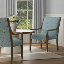 Load image into Gallery viewer, Cotton Navy Blue Aqua Green Ivory Floral Upholstery Drapery Chintz Fabric