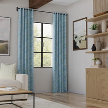 Load image into Gallery viewer, Cotton Navy Blue Aqua Green Ivory Floral Upholstery Drapery Chintz Fabric