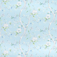 Load image into Gallery viewer, Cotton Navy Blue Aqua Green Ivory Floral Upholstery Drapery Chintz Fabric