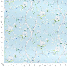 Load image into Gallery viewer, Cotton Navy Blue Aqua Green Ivory Floral Upholstery Drapery Chintz Fabric