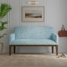 Load image into Gallery viewer, Cotton Navy Blue Aqua Green Ivory Floral Upholstery Drapery Chintz Fabric