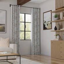 Load image into Gallery viewer, Cotton Aqua Blue Green Ivory Taupe Pink Floral Upholstery Drapery Chintz Fabric