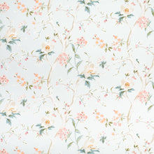 Load image into Gallery viewer, Cotton Aqua Blue Green Ivory Taupe Pink Floral Upholstery Drapery Chintz Fabric
