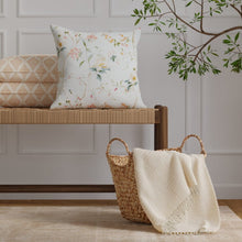Load image into Gallery viewer, Cotton Aqua Blue Green Ivory Taupe Pink Floral Upholstery Drapery Chintz Fabric