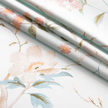 Load image into Gallery viewer, Cotton Aqua Blue Green Ivory Taupe Pink Floral Upholstery Drapery Chintz Fabric