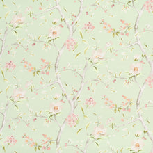 Load image into Gallery viewer, Cotton Seafoam Green Pink Red Ivory Floral Upholstery Drapery Chintz Fabric