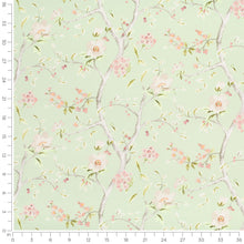 Load image into Gallery viewer, Cotton Seafoam Green Pink Red Ivory Floral Upholstery Drapery Chintz Fabric