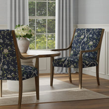Load image into Gallery viewer, Cotton Navy Blue Taupe Ivory Floral Upholstery Drapery Chintz Fabric