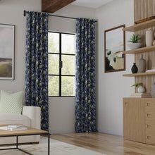 Load image into Gallery viewer, Cotton Navy Blue Taupe Ivory Floral Upholstery Drapery Chintz Fabric