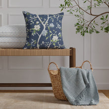 Load image into Gallery viewer, Cotton Navy Blue Taupe Ivory Floral Upholstery Drapery Chintz Fabric