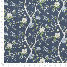 Load image into Gallery viewer, Cotton Navy Blue Taupe Ivory Floral Upholstery Drapery Chintz Fabric
