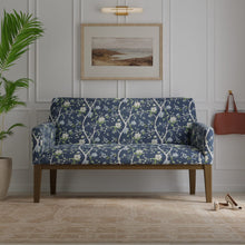 Load image into Gallery viewer, Cotton Navy Blue Taupe Ivory Floral Upholstery Drapery Chintz Fabric