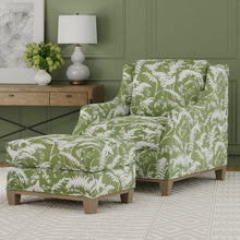 Load image into Gallery viewer, Cotton Green White Floral Upholstery Drapery Fabric / Palm