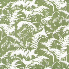 Load image into Gallery viewer, Cotton Green White Floral Upholstery Drapery Fabric / Palm